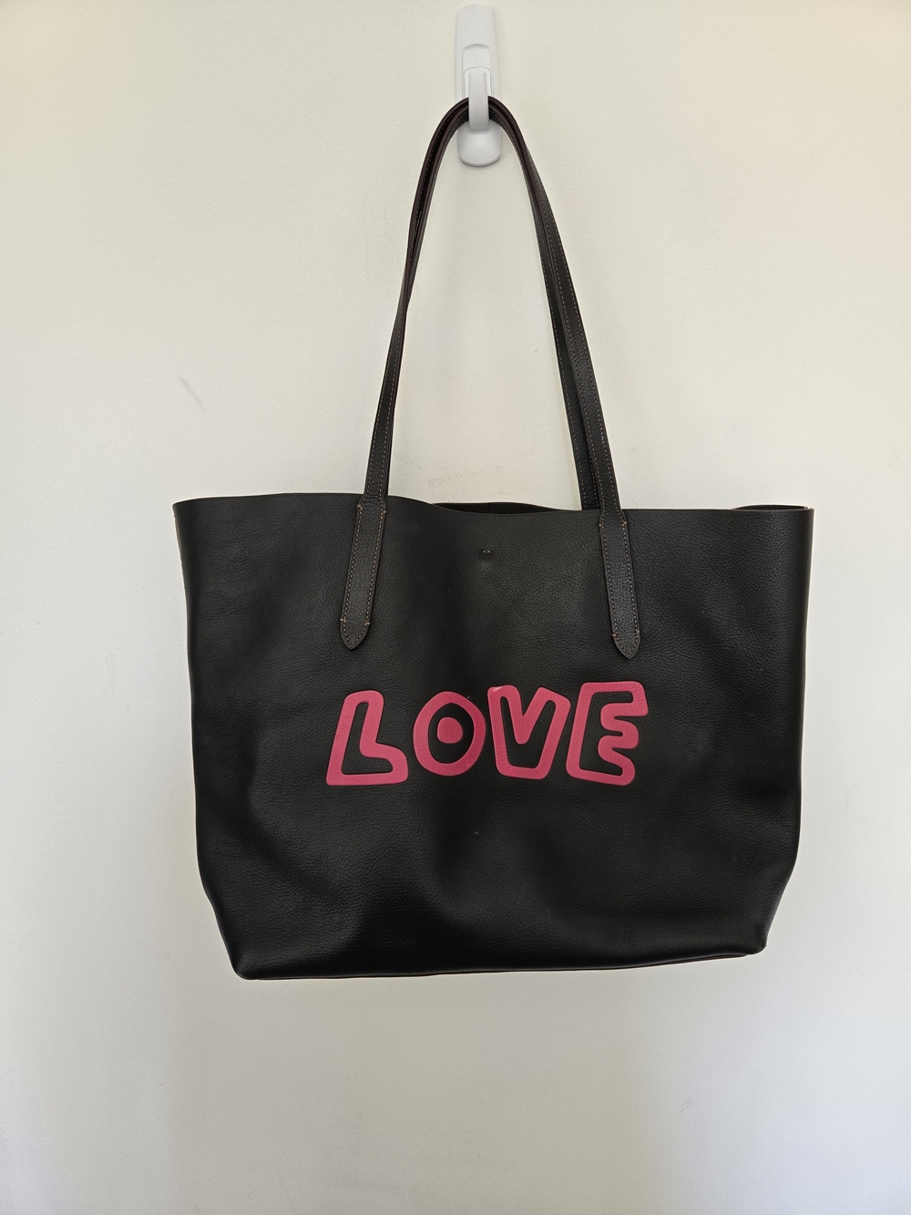 Coach X Keith Haring Love Black Leather Tote Bag